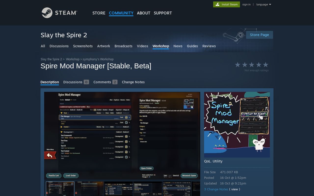 Preview of Spire Mod Manager