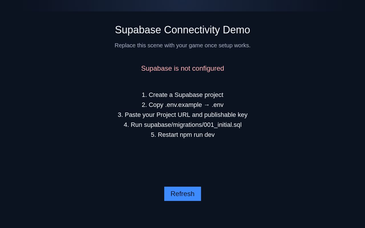 Preview of Projects II 26–27 - Phaser + Supabase class game template
