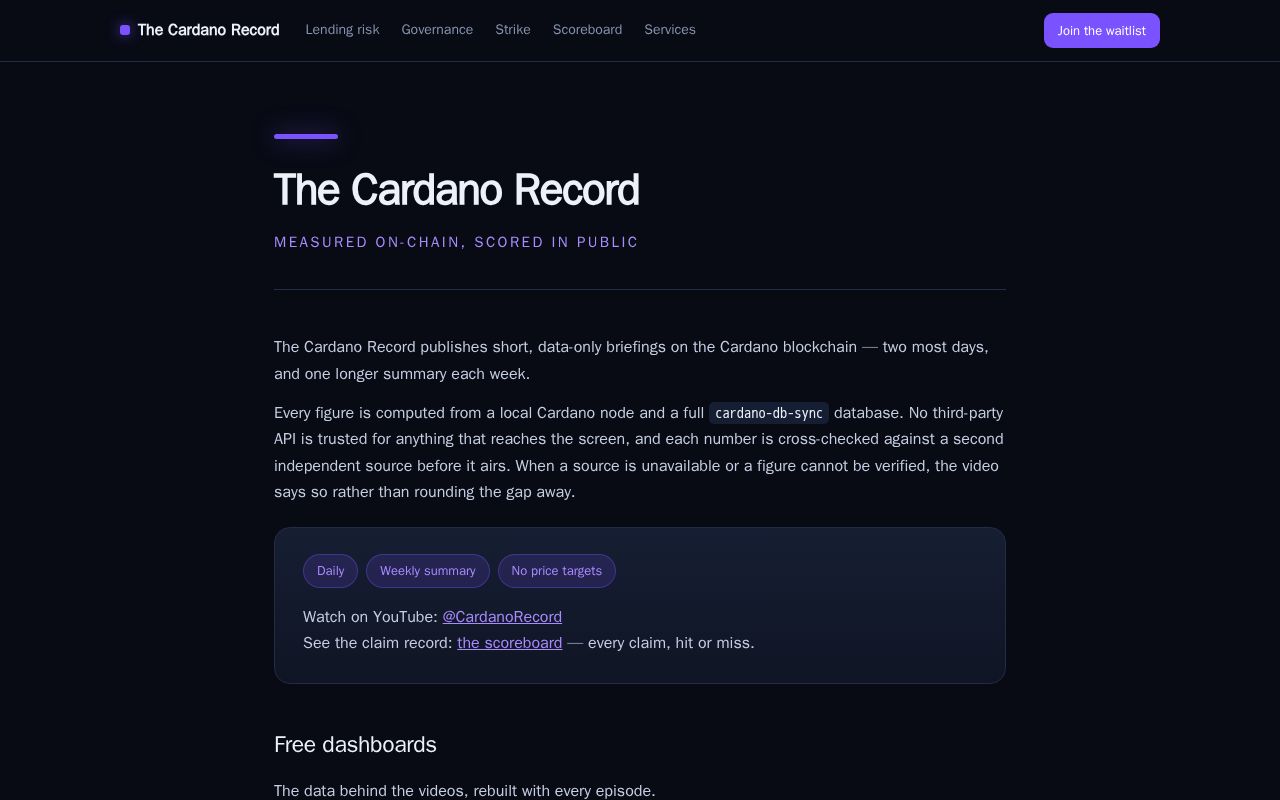 Preview of Cardano Record