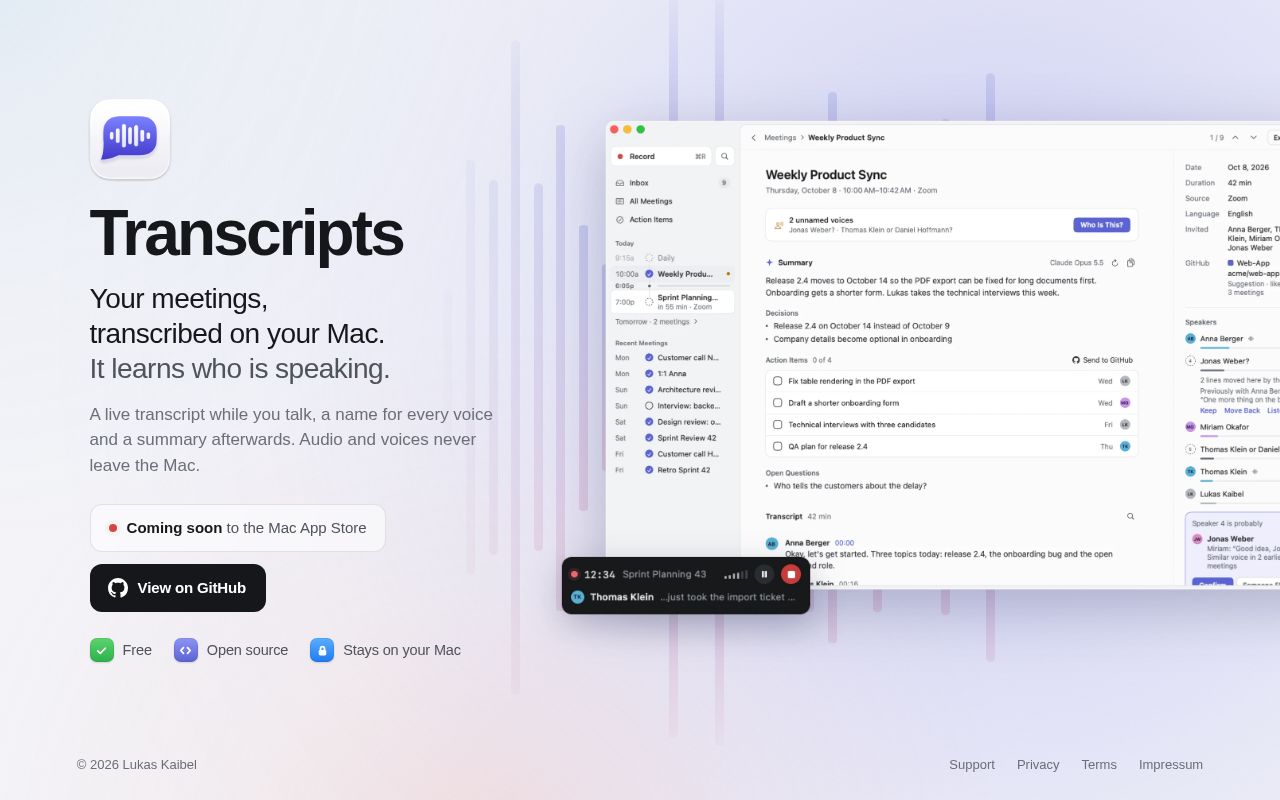 Preview of Transcripts App