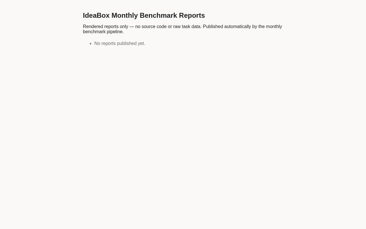Preview of Ideabox Benchmark Reports