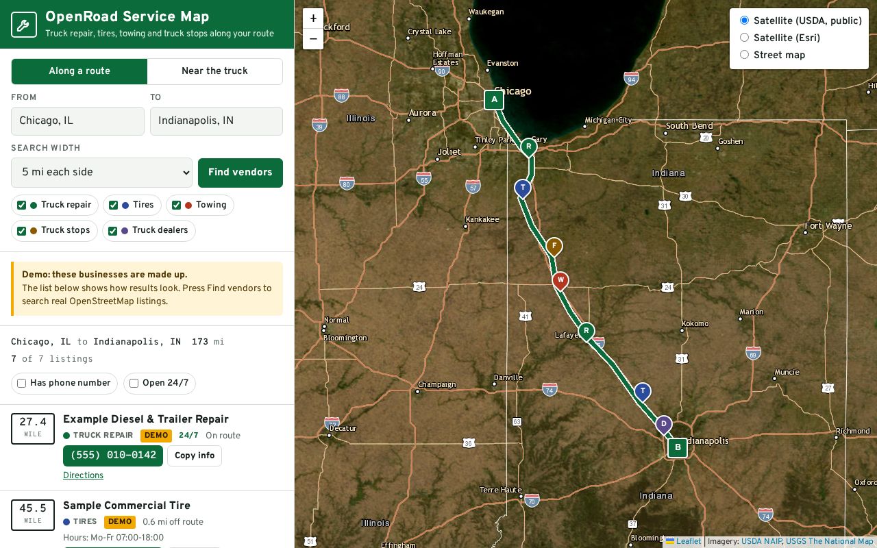 Preview of OpenRoad ServiceMap
