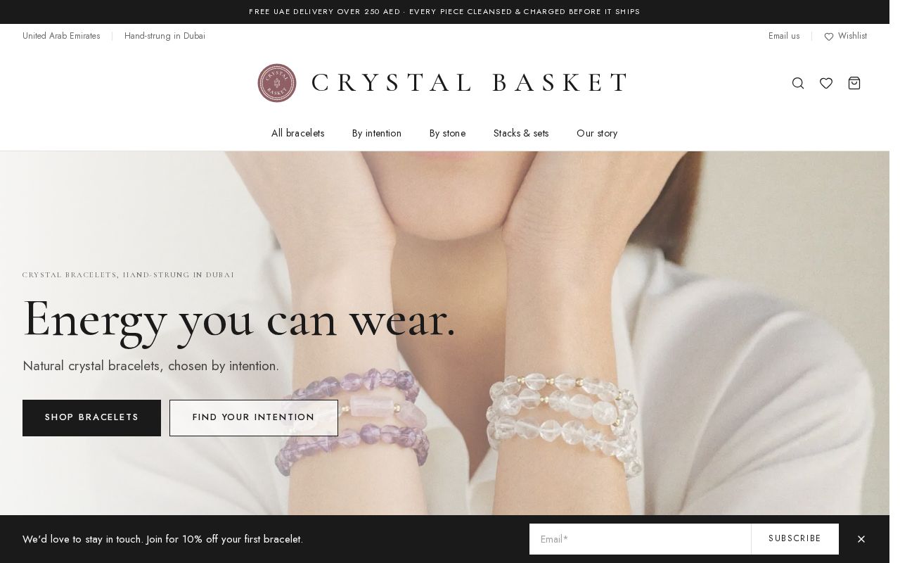 Preview of Crystal Basket — crystal bracelet storefront (Astro 5, Tailwind v4)
