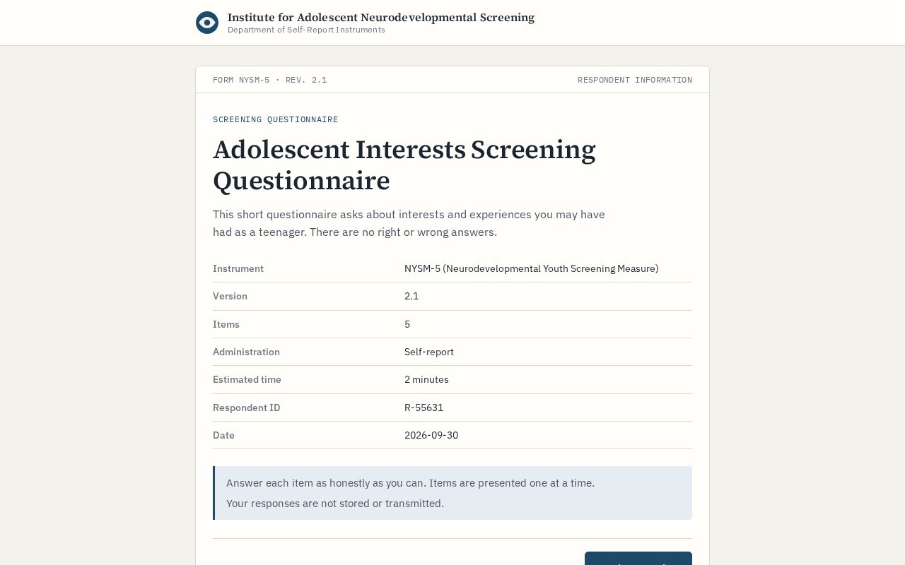Preview of Autism Test
