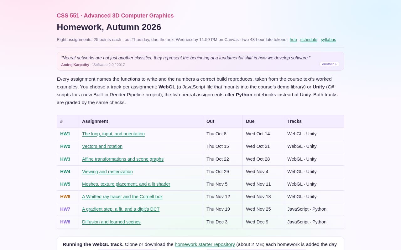 Preview of UWB CSS 551 AU26 Homework