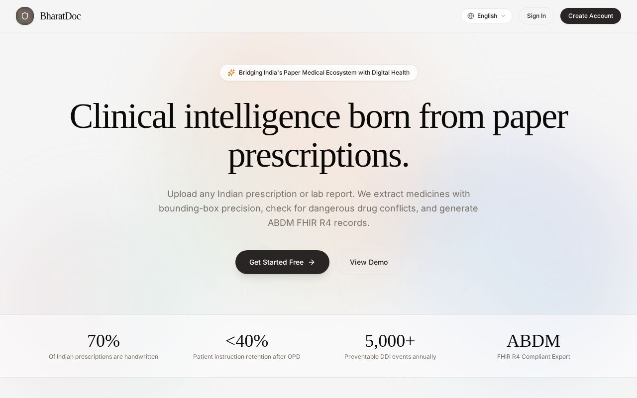 Preview of BharatDoc Clinical Intelligence