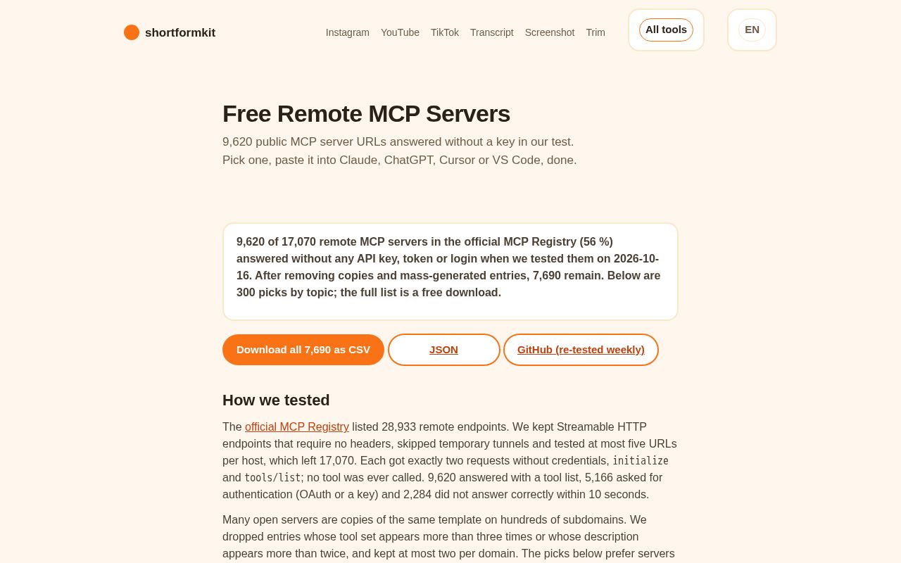 Preview of Free Remote Mcp Servers