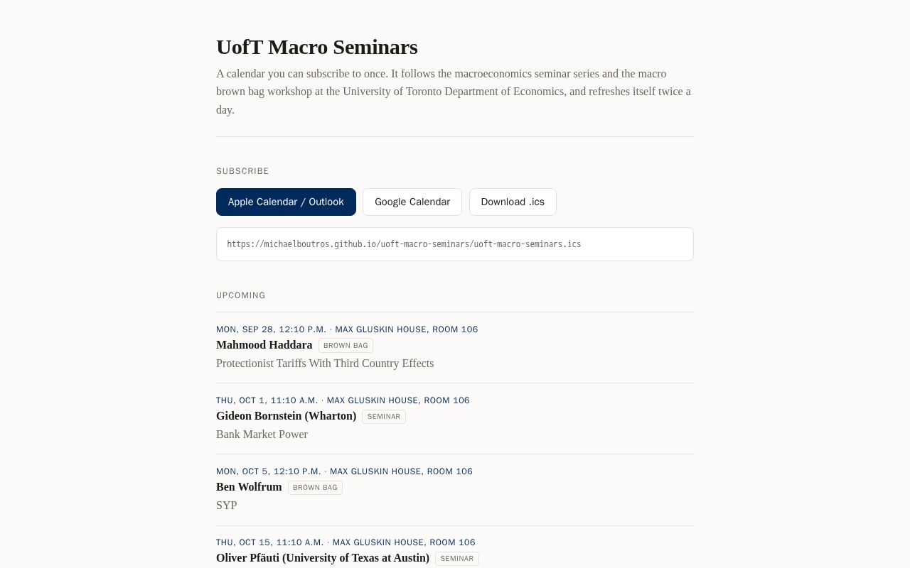 Preview of Uoft Macro Seminars
