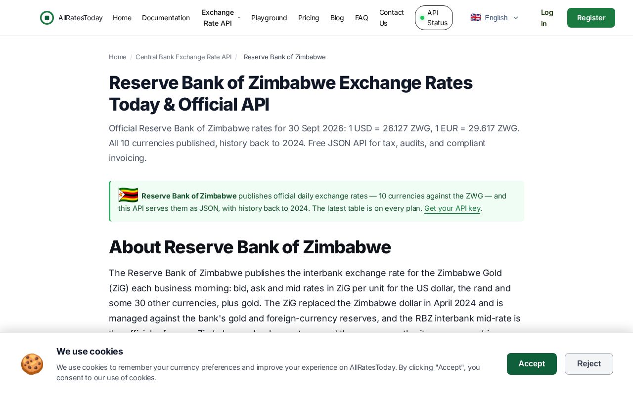 Preview of Reserve Bank Of Zimbabwe Exchange Rate