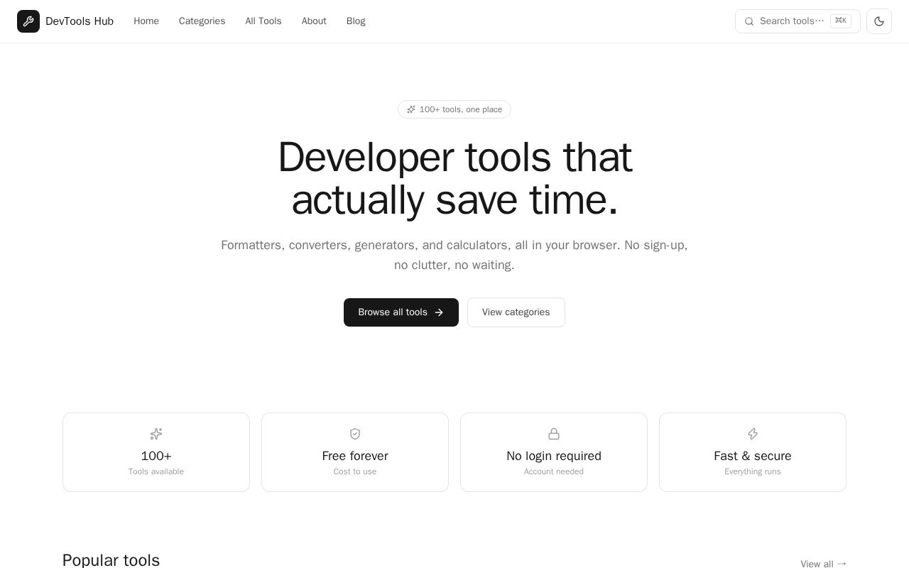 Preview of DevTools Hub
