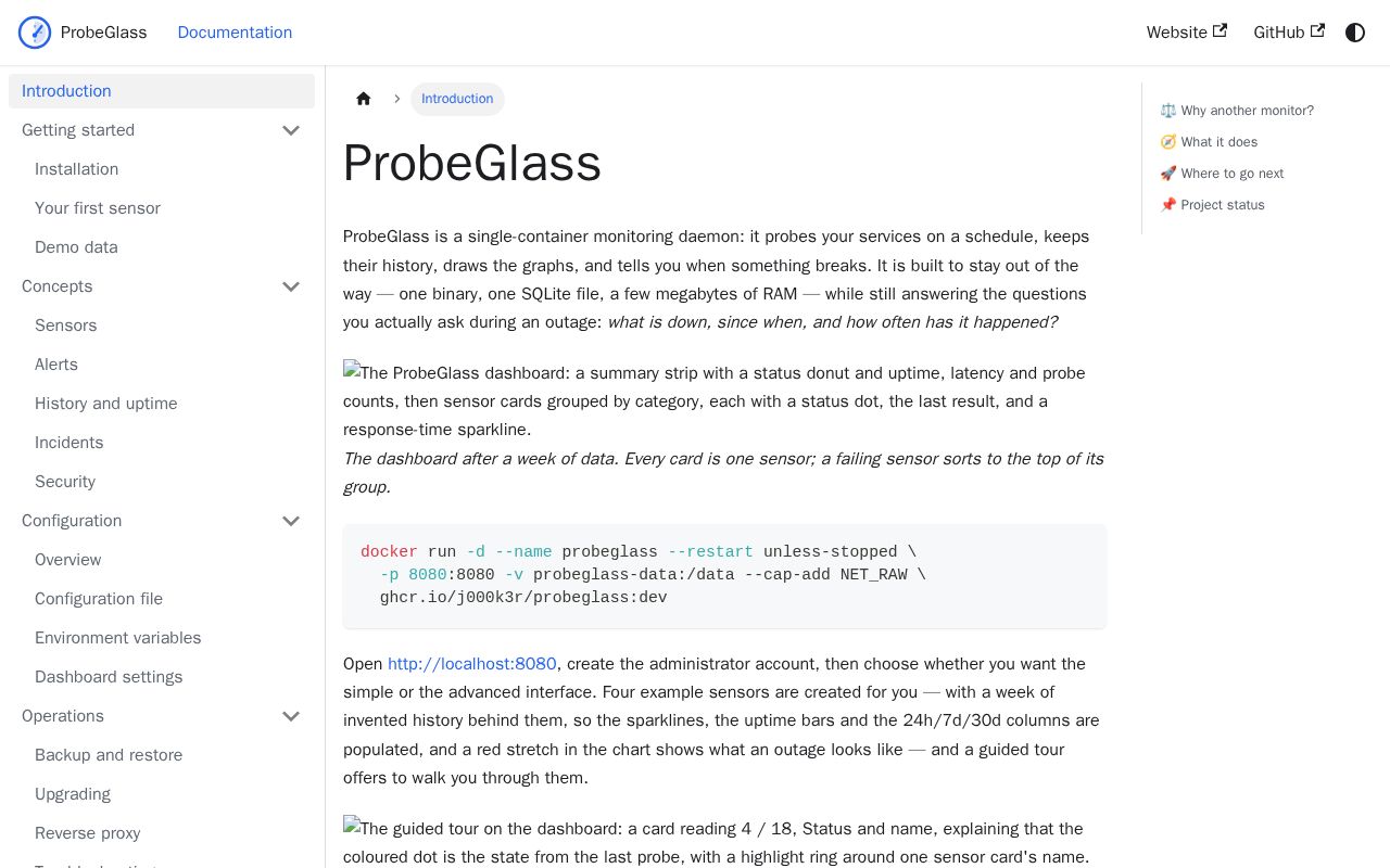 Preview of Probeglass Docs