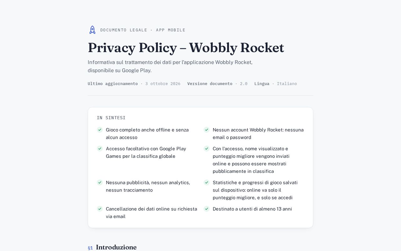 Preview of Wobbly Rocket Privacy