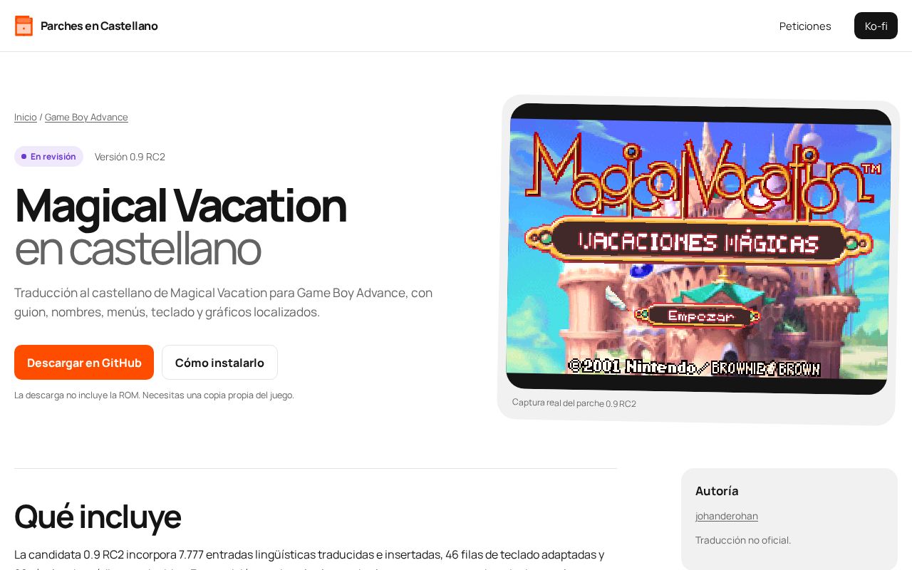 Preview of Magical Vacation en castellano para Game Boy Advance