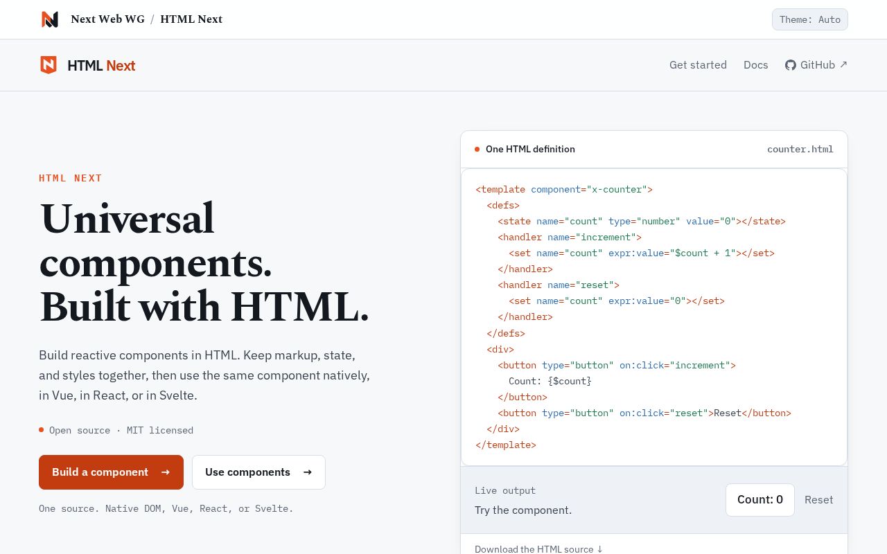 Preview of HTML Next