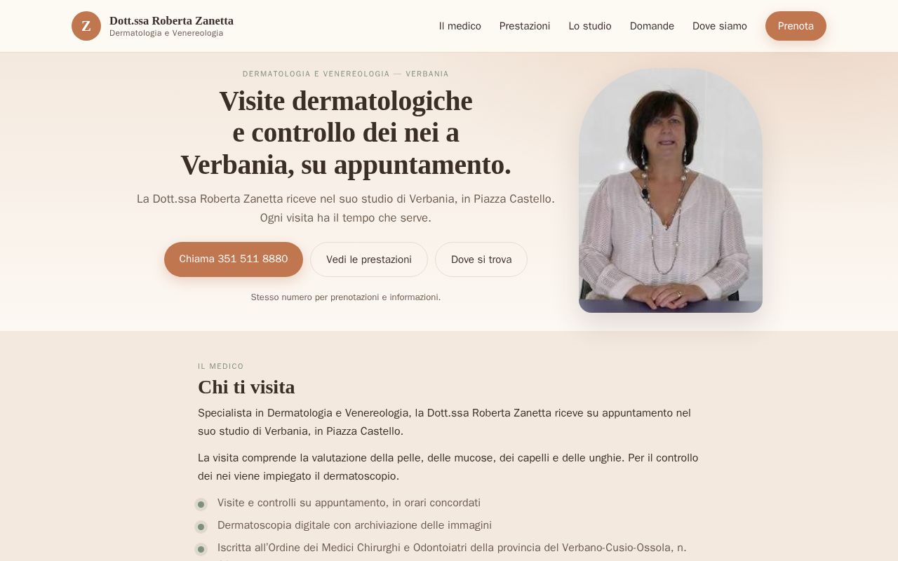 Preview of semplice sito html di visulizzazione prestazioni, contatti e dottore