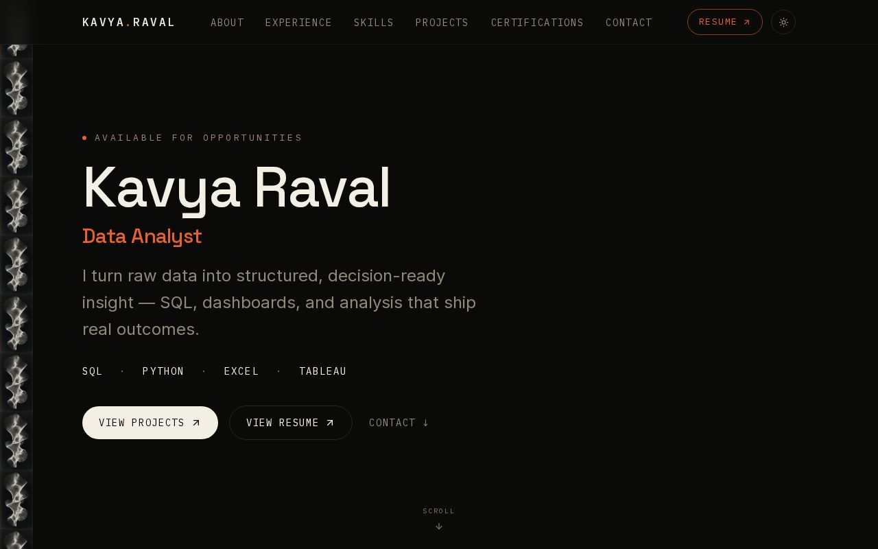 Preview of Kavya Raval Portfolio
