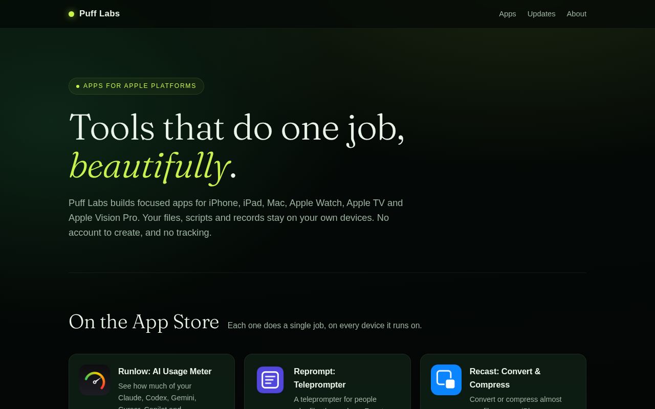 Preview of Puff Labs studio site — pufflabs.work