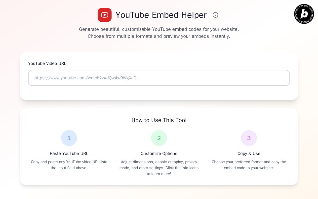 Preview of youtube embed helper