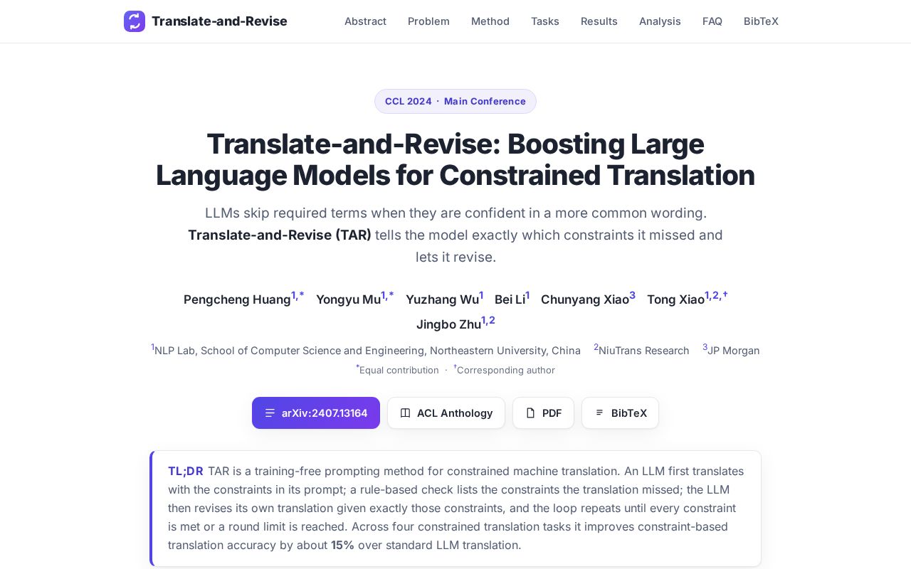 Preview of Translate And Revise Project Page