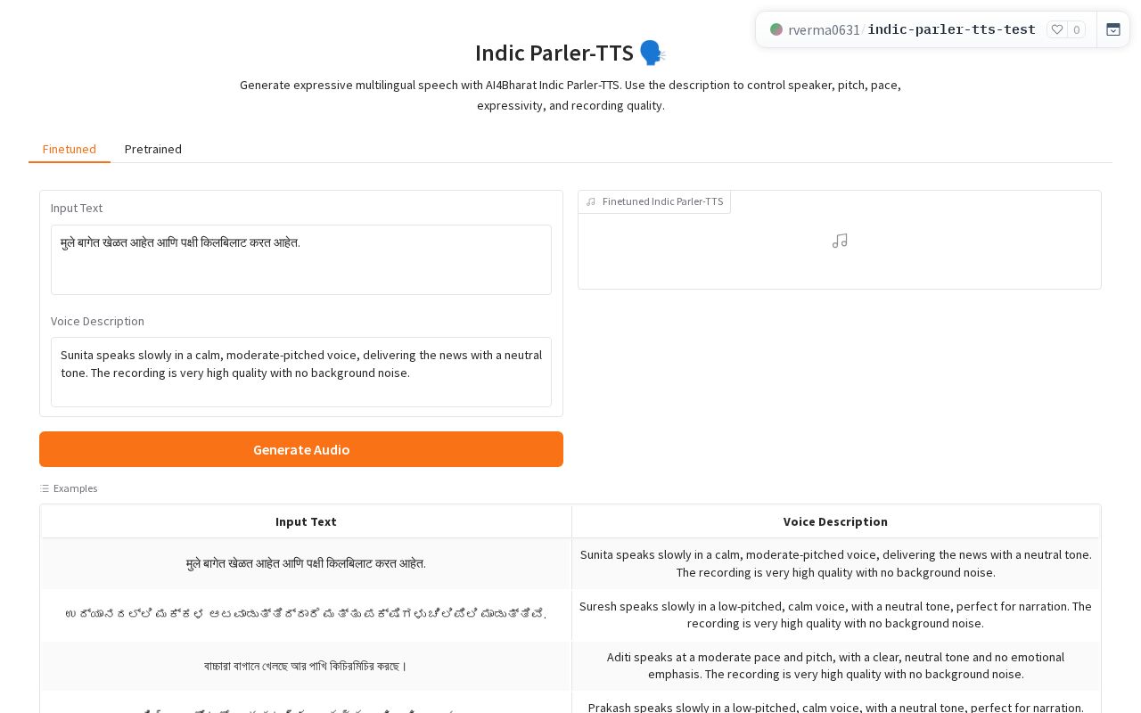 Preview of Indic Parler-TTS