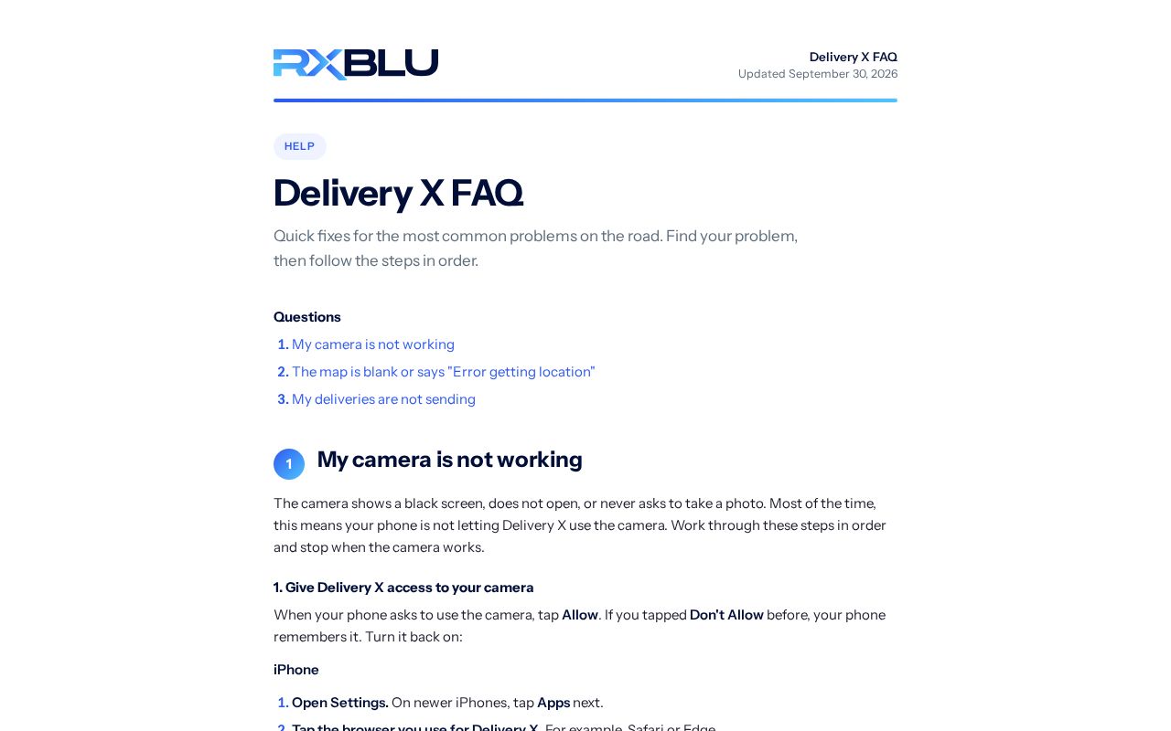 Preview of Deliveryx Faq