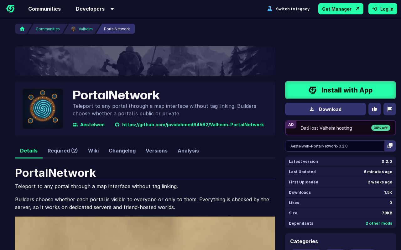 Preview of Valheim PortalNetwork