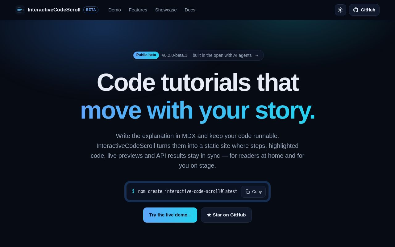 Preview of Interactive Code Scroll