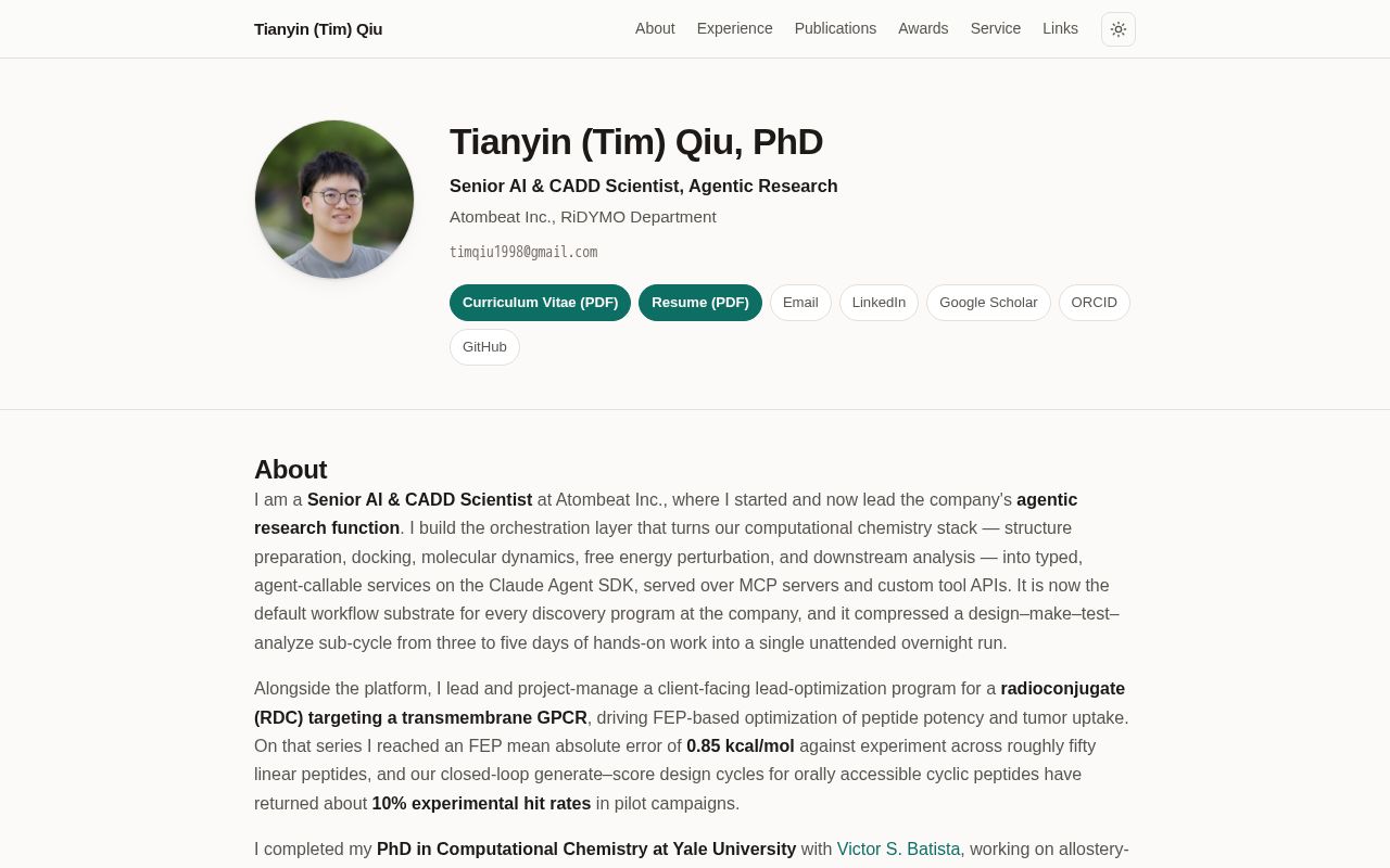 Preview of Personal academic site — Tianyin (Tim) Qiu, PhD