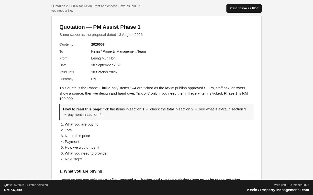 Preview of Pm Assist Quotation