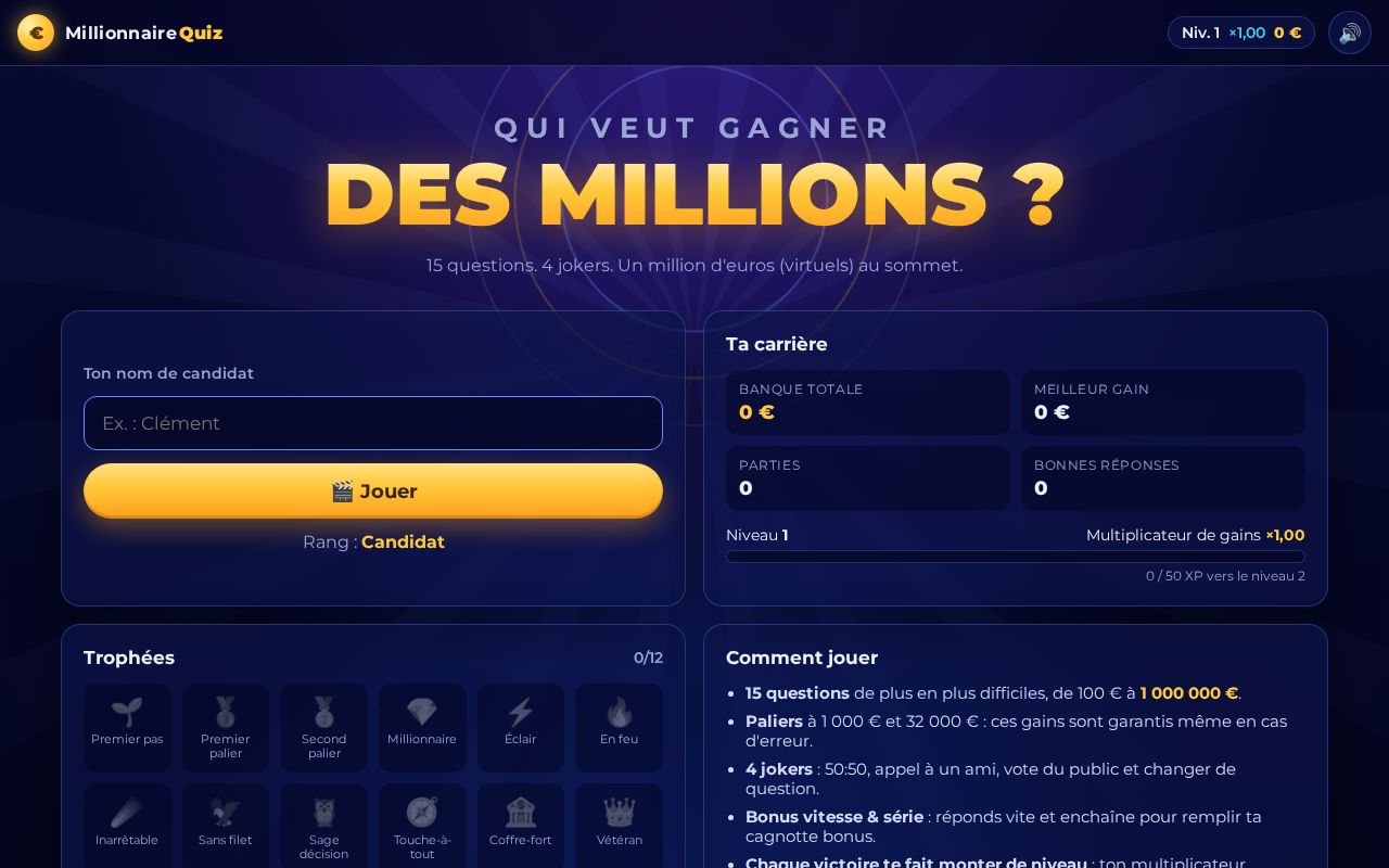 Preview of Millionnaire Quiz