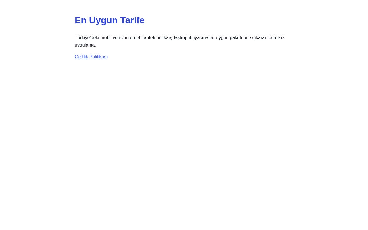 Preview of En Uygun Tarife Privacy