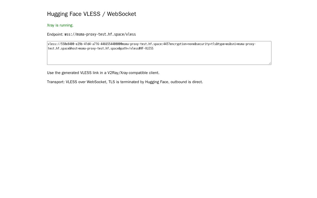 Preview of HF VLESS WebSocket