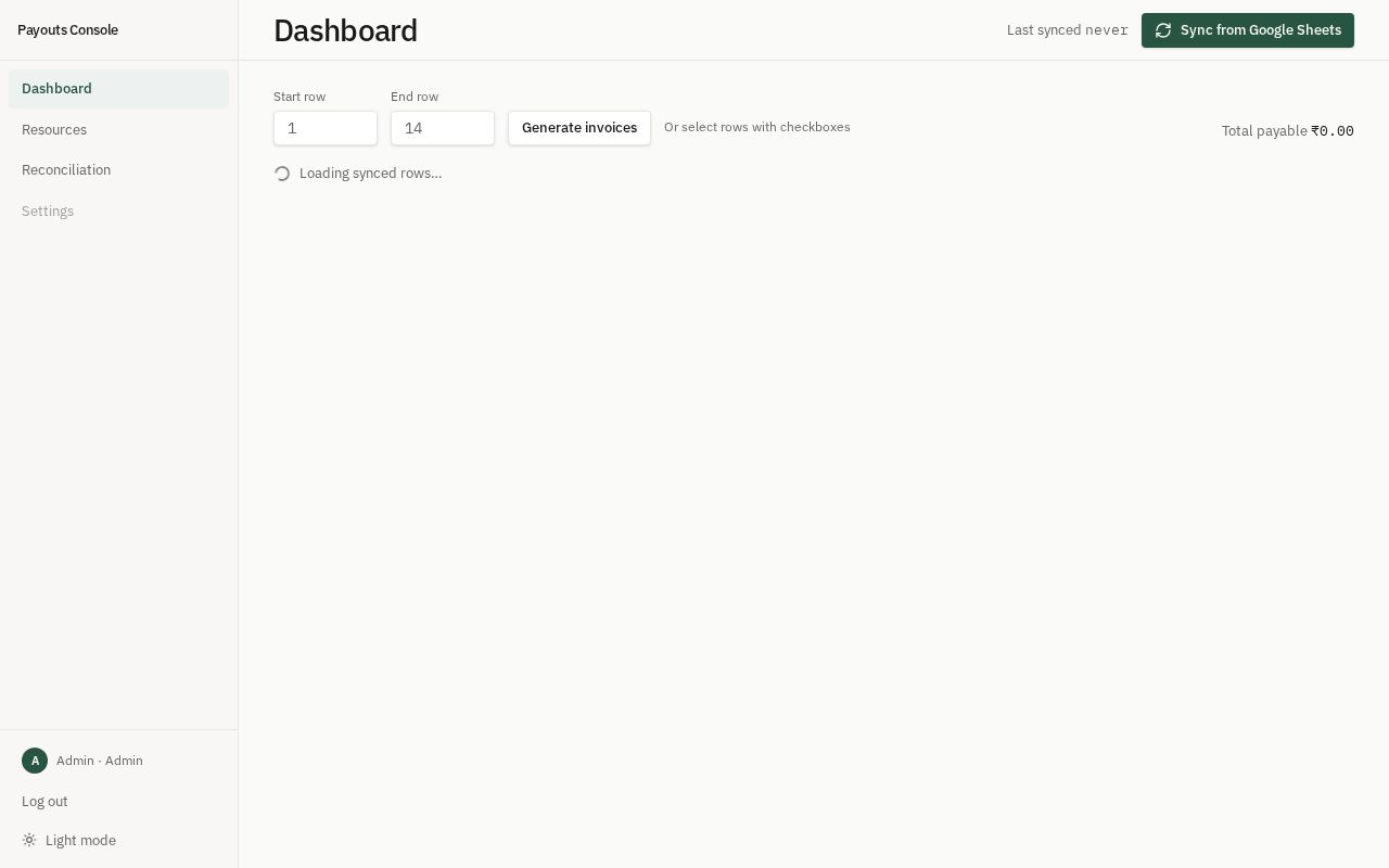 Preview of Payout Invoice Platform