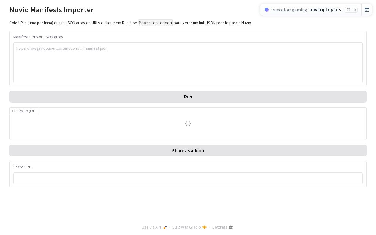 Preview of Nuvio Manifests Importer
