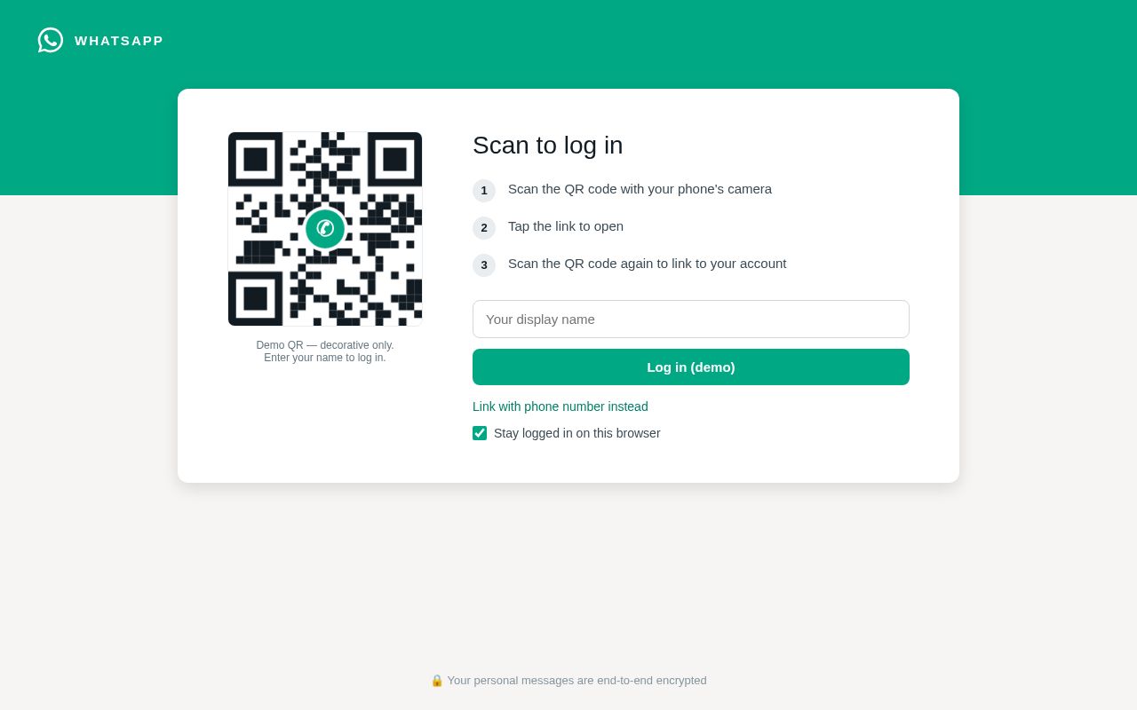 Preview of WhatsApp Web Clone