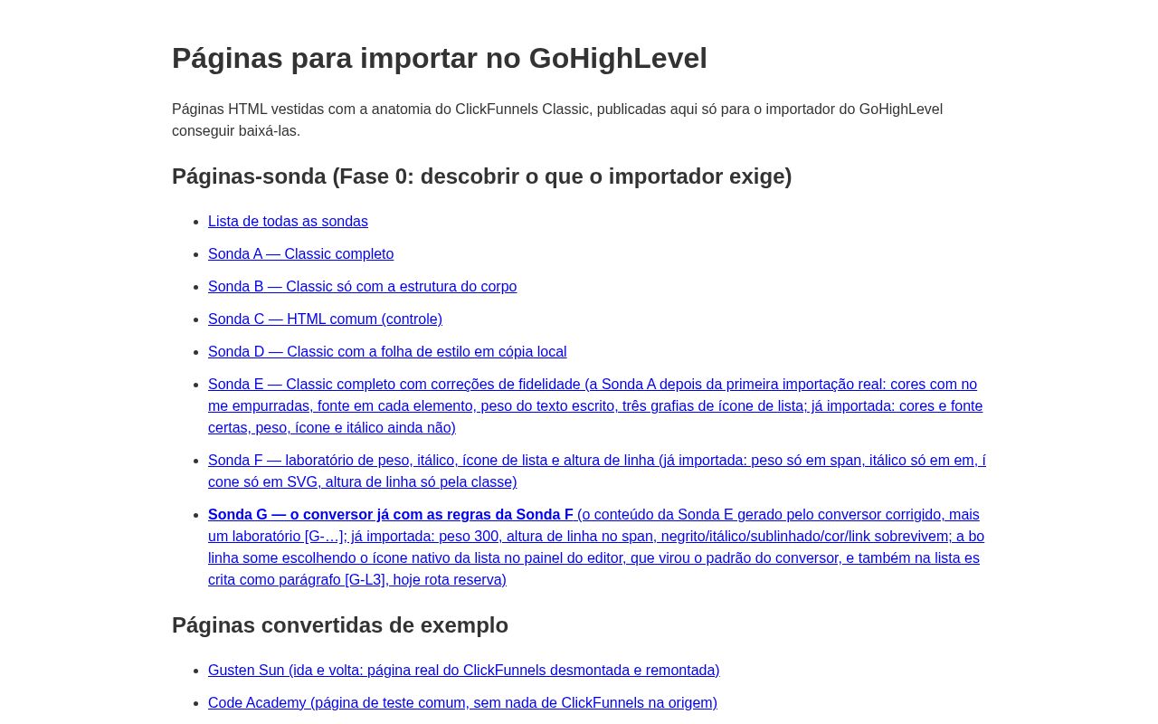 Preview of Paginas Para Importar No Gohighlevel