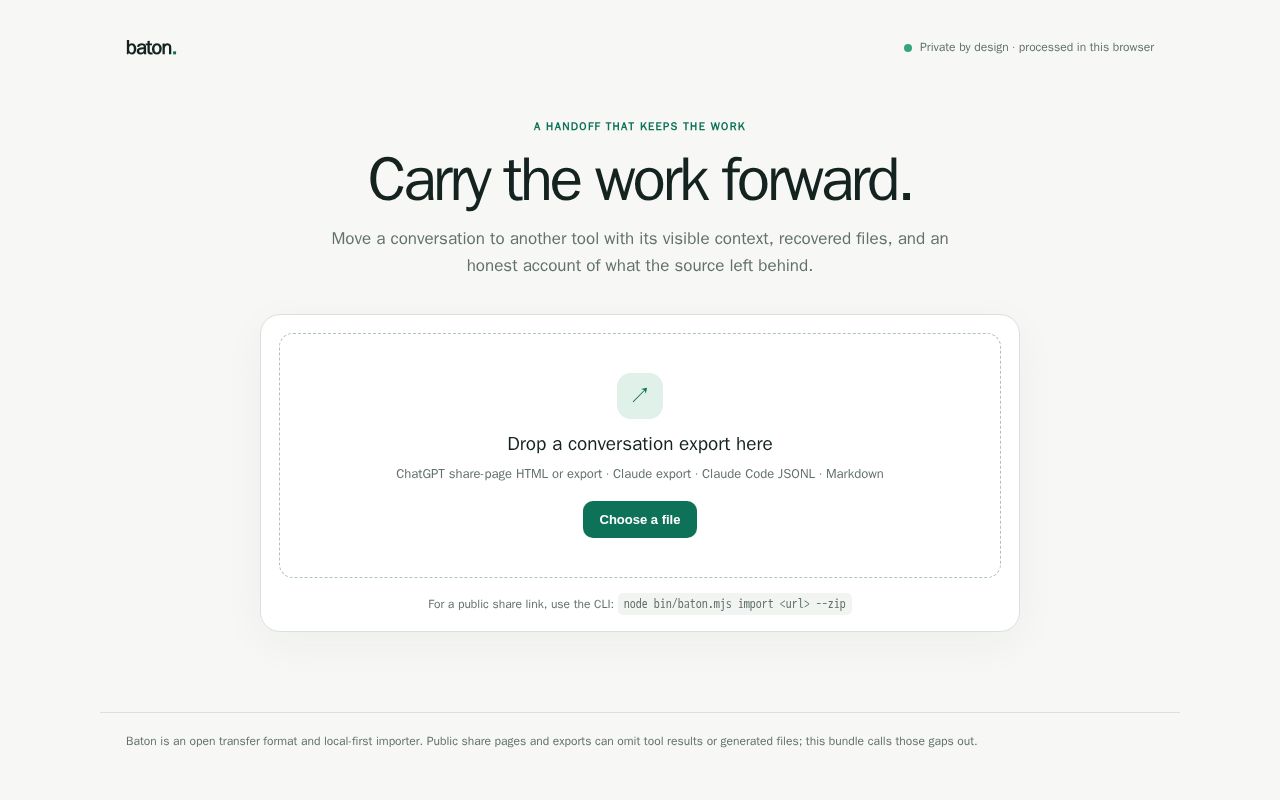 Preview of Baton — carry the work forward