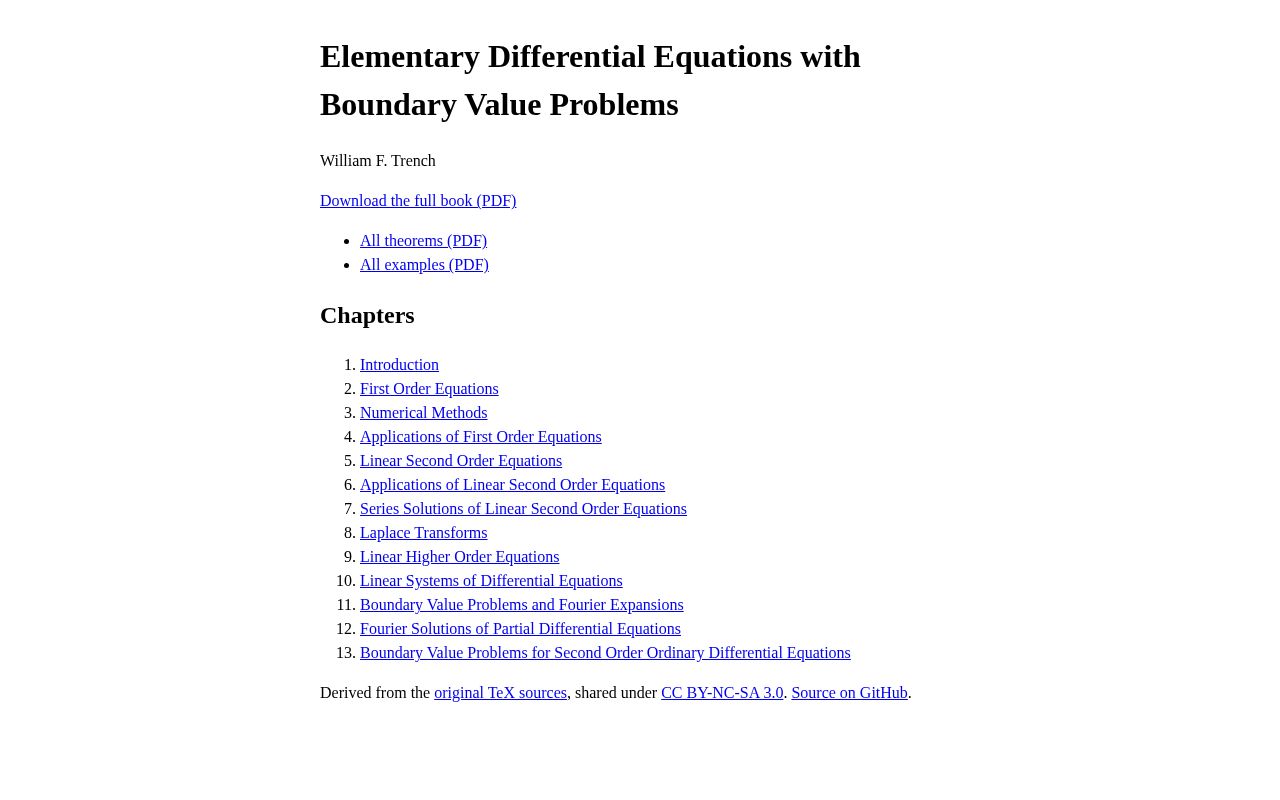 Preview of Elementary Differential Equations with Boundary Value Problems
