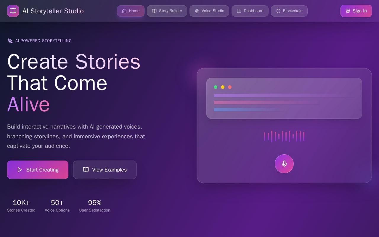 Preview of AI Storyteller Studio
