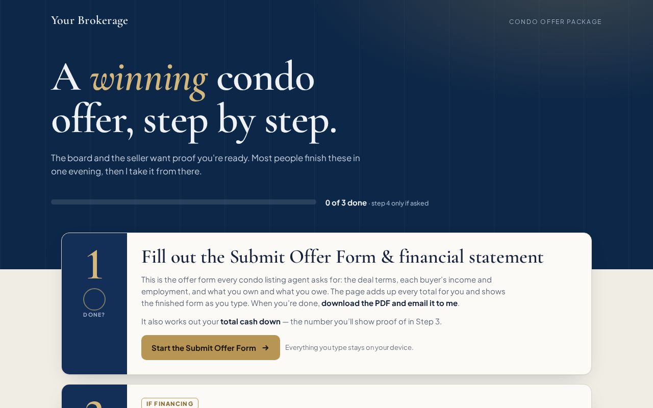 Preview of Condo Offer Tool