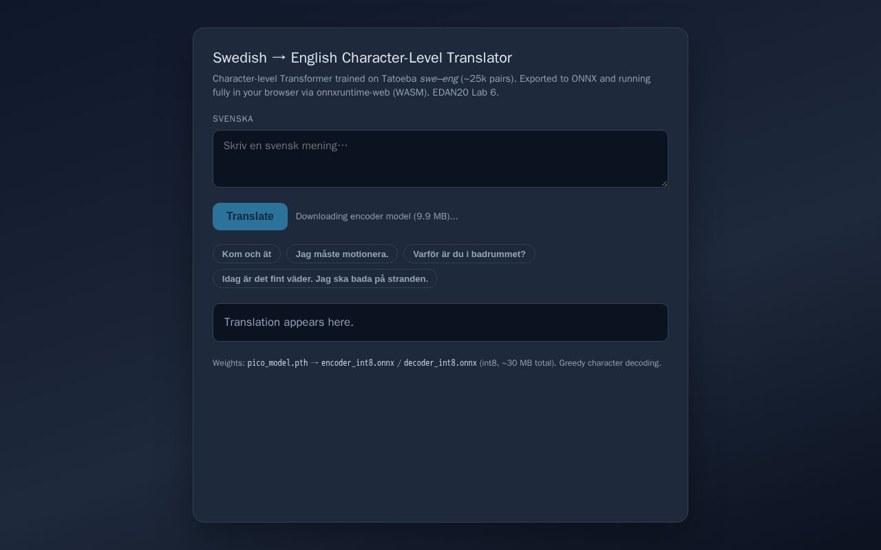 Preview of SwedishtoEnglishTranslatorEDAN20