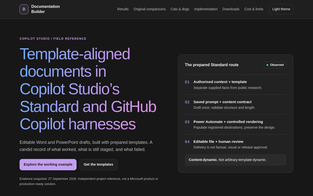 Preview of Copilot Studio Documentation Builder