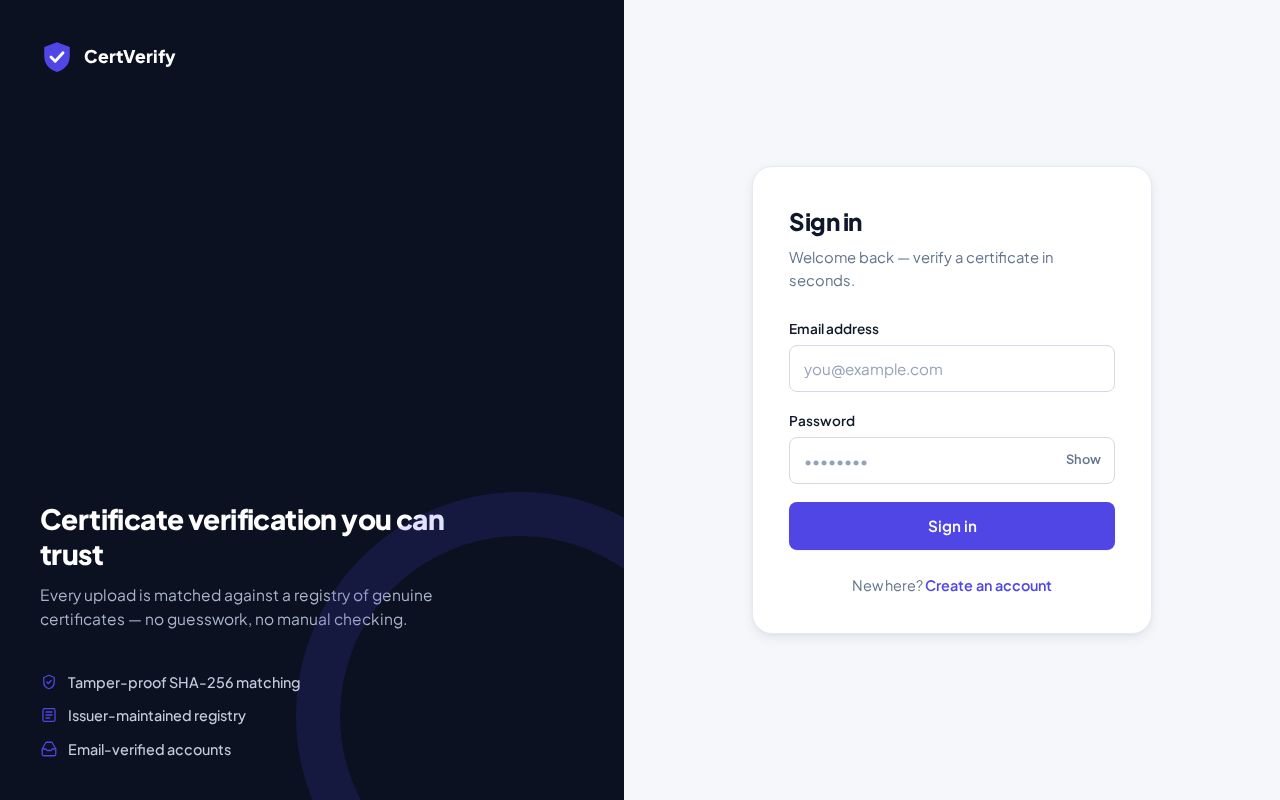 Preview of Certificate Verifier