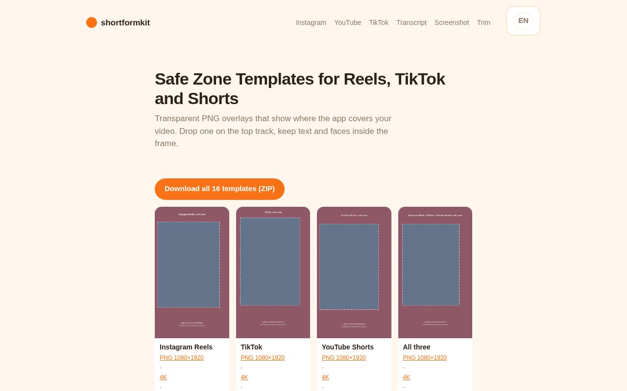 Preview of Safe Zone Templates