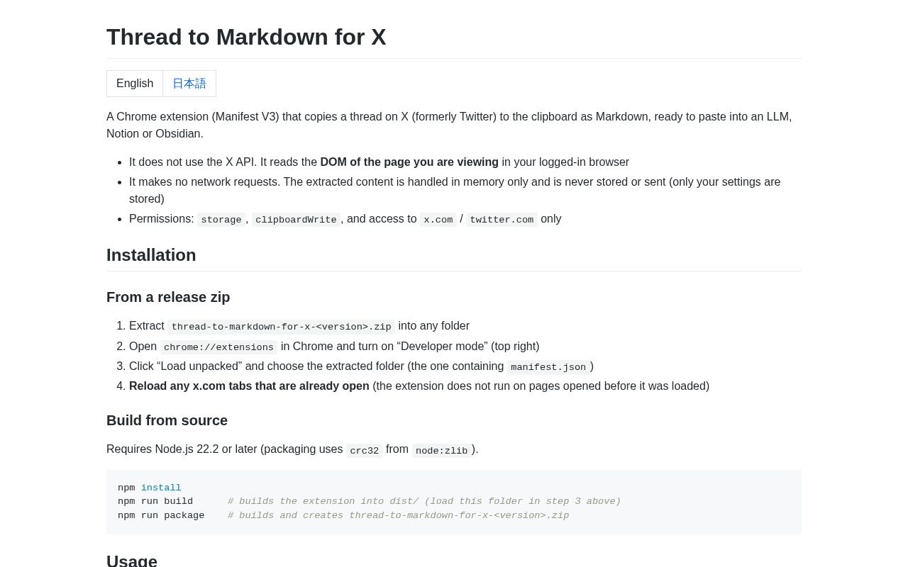 Preview of Thread To Markdown For X