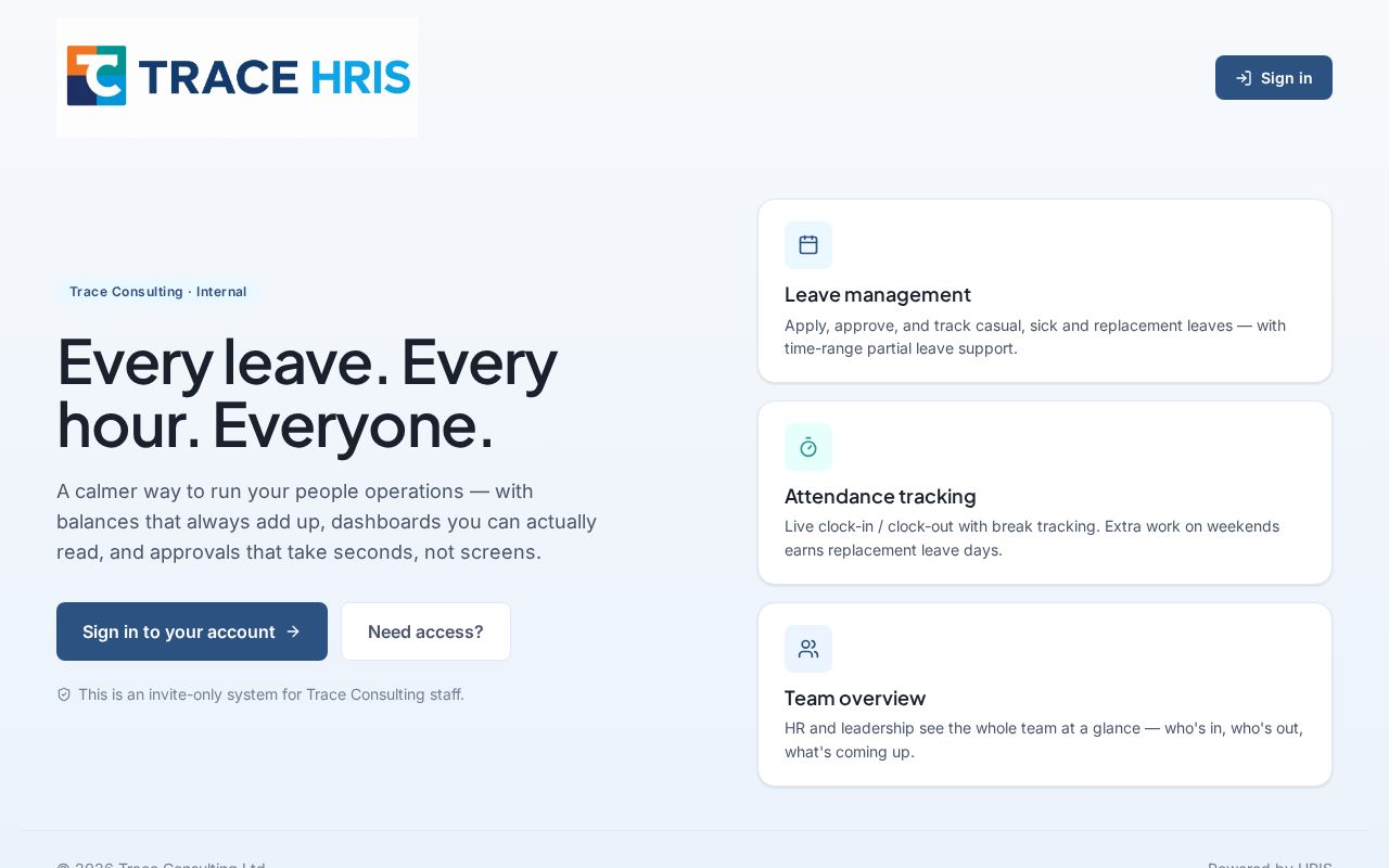 Preview of Trace HRIS