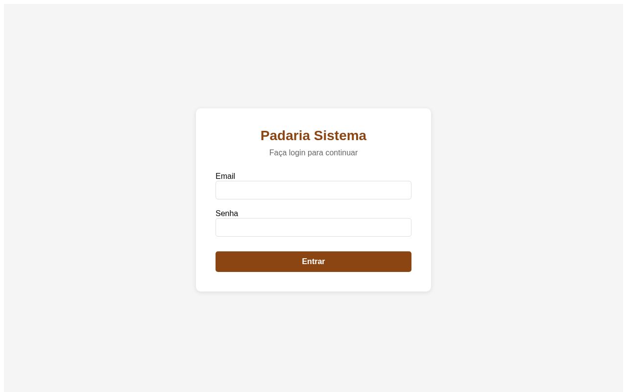 Preview of Frontend React para Sistema de Gestão de Padaria