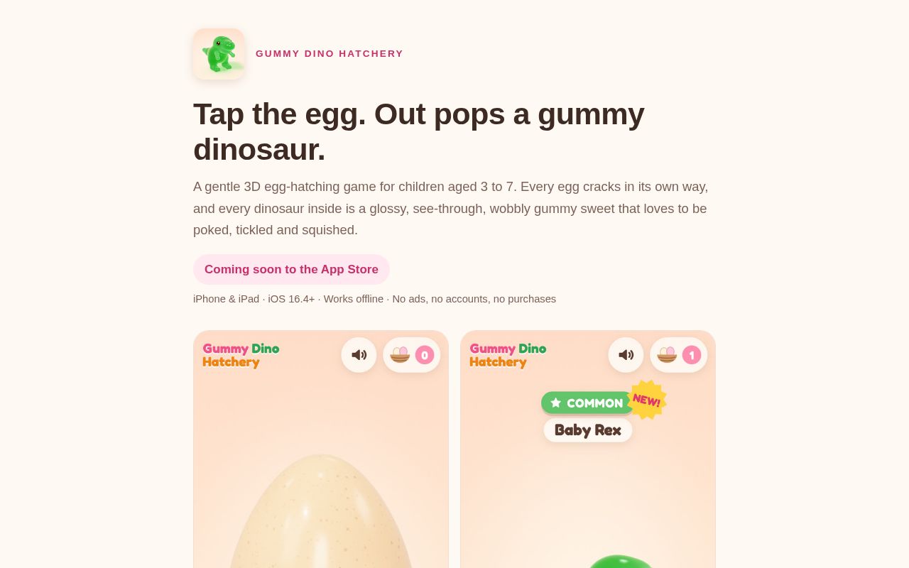 Preview of Gummy Dino Hatchery Site