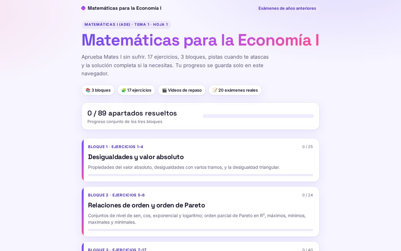 Preview of MATEMATICAS ADE ECONOMIA 1