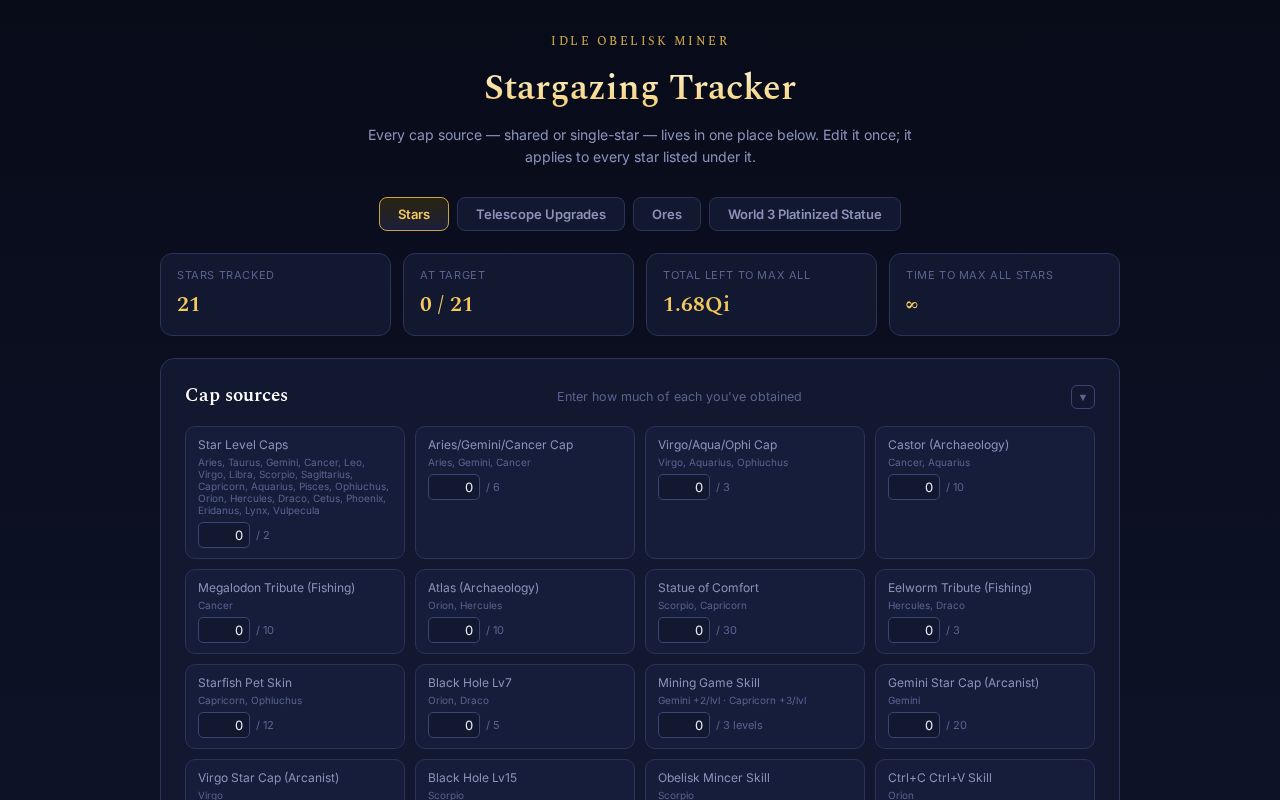 Preview of Stargazing Tracker